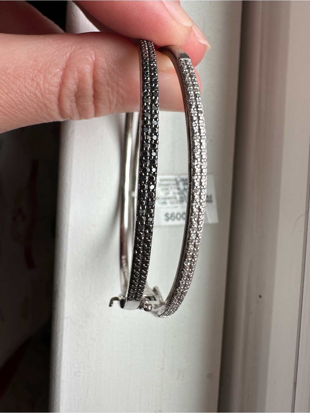 Bridge Diamond 925 Sterling Silver B&W Diamond Bangle Bracelet Set | 1/3 CTTW